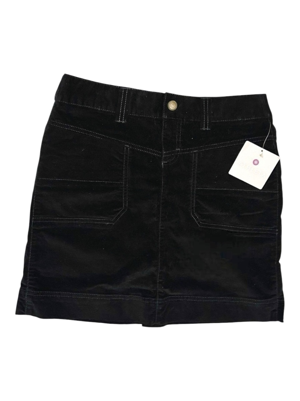 NEW Athleta Cotton Black Mini Skirt Velour Velvet Short Pockets Boho